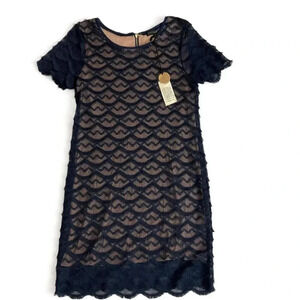 NWT‎ Sanctuary Navy Blue Short Sleeve Lace Knee Length Sheath Dress Medium